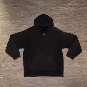 Vintage Y2K Nike Center Swoosh Black Distressed Pullover Hoodie Size XL